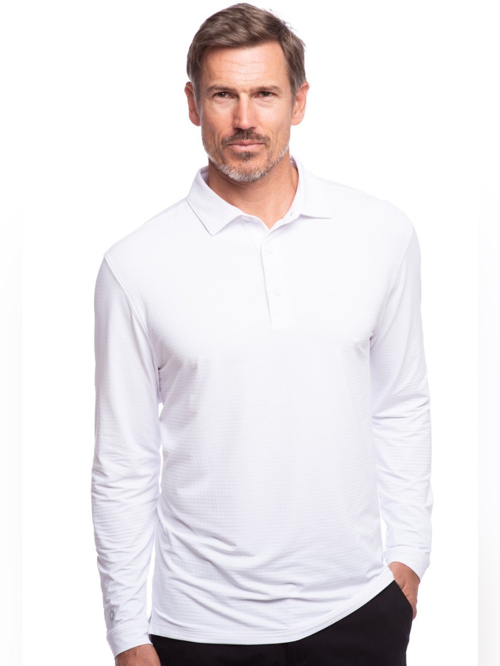 IBKUL LONG SLEEVE UPF 50+ POLO WHITE MENS LARGE